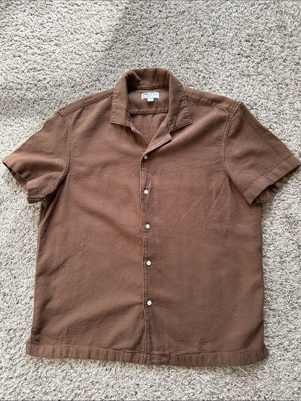 J. Crew Rustic Brown Short-Sleeve Camp-Collar Button-Down Shirt